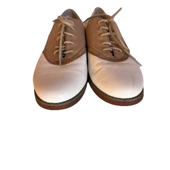 Eastland Saddie Saddle Shoes Women’s Size 6.5 White‎ & Tan Two Tone Leather - Picture 2 of 10
